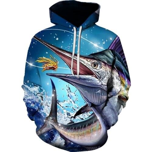 Autumn and winter ocean fish 3D printing fashion mens and womens hoodies soft texture casual mens clothing made in china