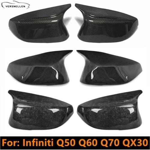 Ox Horn Mirror Cover for Infiniti Q50 2014-2017 Q60 Q70 QX30 Honeycomb/Forged Carbon Fiber Rearview Side Door Mirror Caps Shell