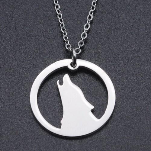 Night Wolf Stainless Steel Charm Necklace for Women Wholesale Fashion Jewelry Necklaces Accept OEM Order Dropshipping