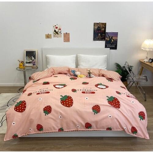 Strawberry Duvet Cover Twin Full Queen King Single Blue red stripes Quilt Cover Printing Home Bedding Home textiles One piece