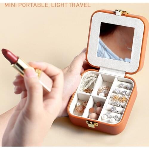 2021 New Portable Jewelry Organizer Box Travel Jewelry Case Boxes Earring Ring Necklaces Display Storage Box Home Travel Gift