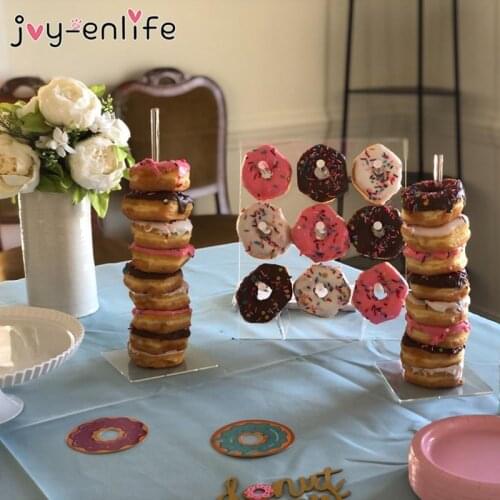 Transparent Donut Wall Stand Doughnut Holder Baby Shower Kid Birthday Decor Donut Party Decoration Wedding Event Party Supplies