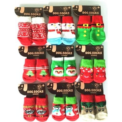 50pcs/lot Christmas Dog Socks Non-slip Knitted Pet Socks for Small Dog Cat Warm Socks Pet Products