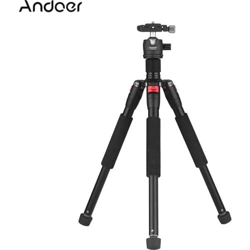 Andoer K521S Aluminum Alloy Tripod with Mini Ball Head Low Center of Gravity 1/4" Screw Mount for Canon Nikon Sony DSLR Camera