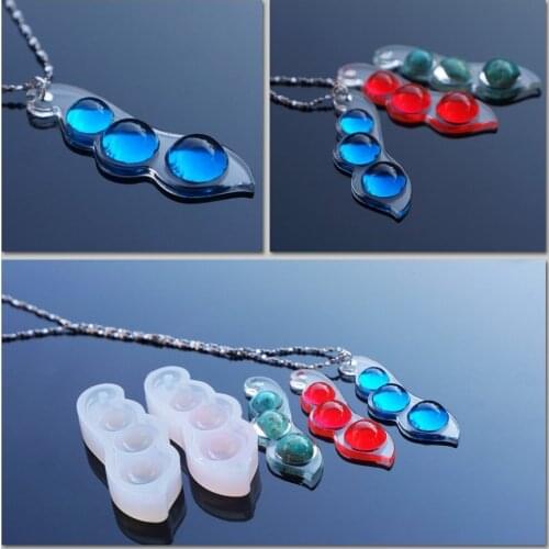 Double One 1pcs Silicone Pea Mould DIY Resin Necklace Pendant Craft Jewellery Making Mold 43x13x6mm