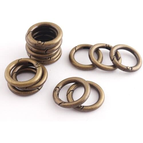17mm Inner Size O Rings Antique Bronze Carabiners Clips Snap Hooks Trigger Buckle Zinc Alloy DIY Accessory 10pcs