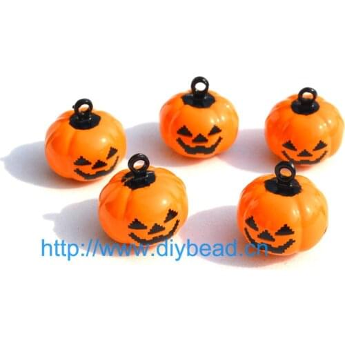 10pcs Jewelry Department Cartoon Pendant Pumpkin Yellow Color Jingle Bells Copper Pet Necklace Accessories Halloween Decoration