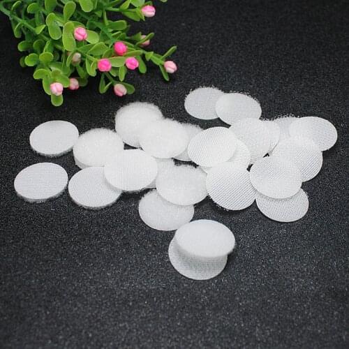 100 Pairs White 15/20mm Sew Clothing With Nylon Buckle Magic Sticker Double Sided Hooks Loops DIY Sewing Button Sewing Bags