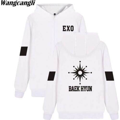 2021 Popular Design Hip Hop EXO Kpop Autumn Winter Zipper Hoodies Women Men Top Quality Jacket Coat Fashion Harajuku Hoodie