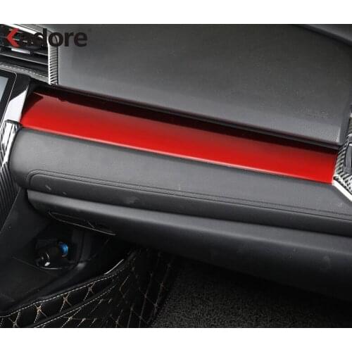 For Honda Civic 2016 2017 2018 2019 Sedan ABS Red Car Interior Center Console Cover Trim Decoration Strip Accessories 3pcs