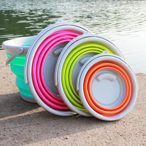 5-10L Silicone Portable Fishing Bucket Clean Storage Barrel Collapsible Water Carrier for Outdoor Camping