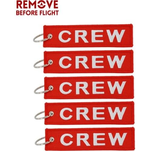 5PCS/LOT Crew Key Ring Keychain Pop llaveros Sleutelhanger Safety Label Embroidery Key Chain for Motorcycle Key Tag chaveiro