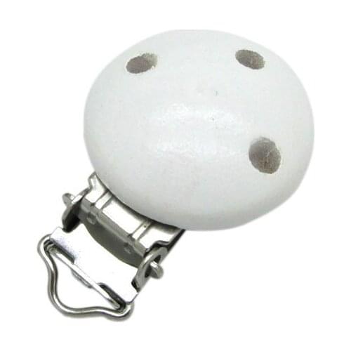 5Pcs White Color Metal Wooden Baby Pacifier Clips Solid Color Holders Cute Infant Soother Clasps Holders Accessories Diy Tool