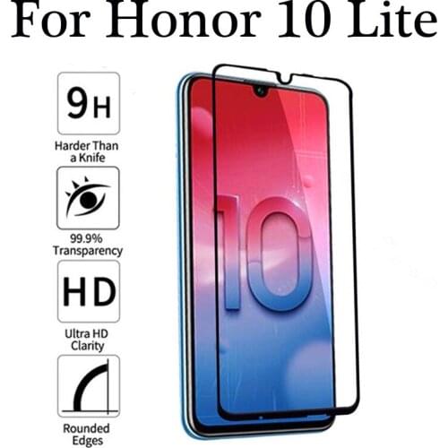 9D 9H Full Glue Tempered Glass Honor 10 lite Screen Protector on for huawei honor 10lite light 10 lite protective glass