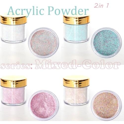 1OZ/30g (APPROX) EMA Acrylic Powder 130Colors 2in1 Mixed- Color Glitter, Series:2 Extension Manicure Sculpture Powder #FOZ162-22