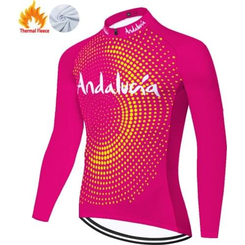 Andalucia Winter Thermal Fleece Chaqueta Mujer Camiseta Ropa Invierno Malliot 2021 Maillot Ciclismo Hombre Camisa Ciclismo