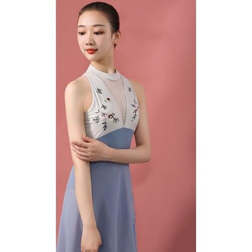 Net Yarn Ballet Leotards For Women Embroidered Gymnastic Swimsui Dance Leotard Costume For Girls Tights Ballet Wear Women