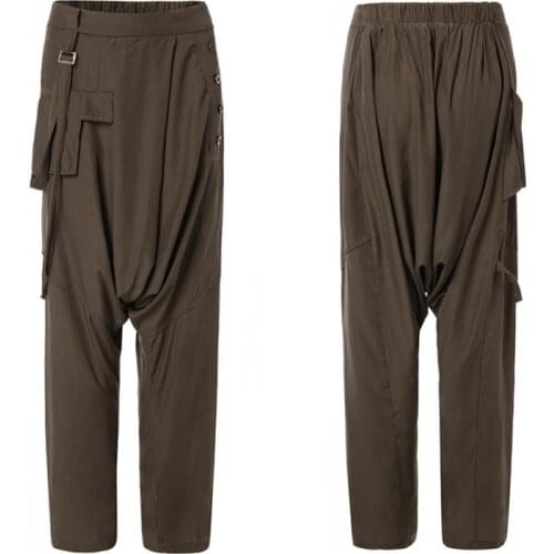 ZANZEA Women Elastic Waist Harem Pants Solid Wide Leg Trousers Female Drop Crotch Pants Loose Pantalon Plus Size Casual Pants