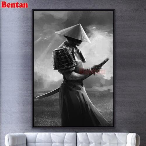 DIY Diamond Painting Full Square round Rhinestone Diamond Embroidery Japanese Samurai Diamond Mosaic Cross Stitch Home Decor
