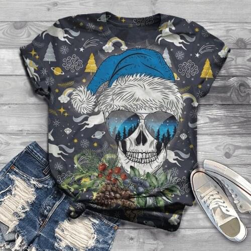 2021 fashion casual mens and womens summer round neck 3D skull print T-shirt childrens street outdoor comfortable inch shirt