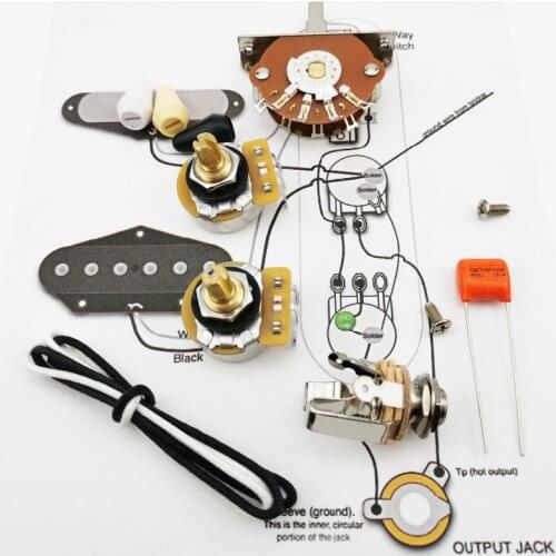 TL Guitar Potentiometer CTS 250K Copper shaft Wiring Kit for-Stra CDE 716P .047 100V Orange Drop Cap +Welding line drawing