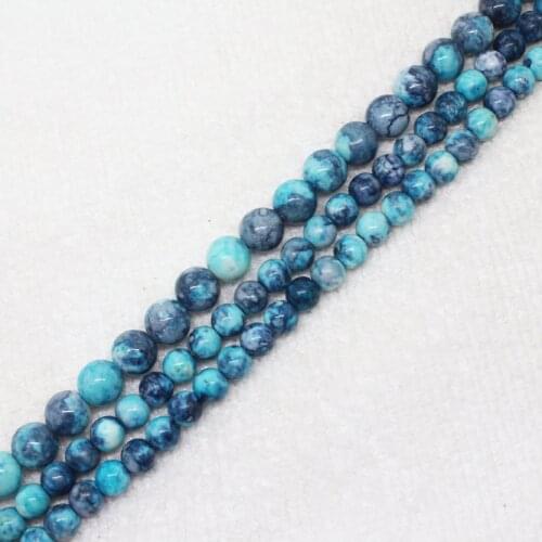 Mini. Order is $7! 6,8mm Skyblue Gray Multicolor Snow jades stones Round DIY Jewelry Making Loose Beads 15"