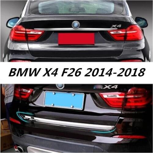 Stainless Steel Above & Below Rear Trunk Door Lid Cover Trims For BMW X6 F16 2015 2016 2017 2018