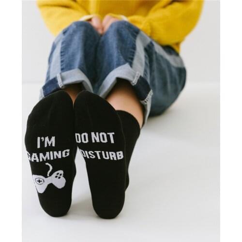 New Fashion Socks Men No Show Ankle Crew Socks Unisex Home Gaming Letter Black White Autumn Winter High Quality Socks