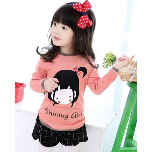 2020 NEW Spring brand girls sweatshirt Cotton doll Kawaii Fashion children cartoon Tracksuit long t shirts kids tops hoodies