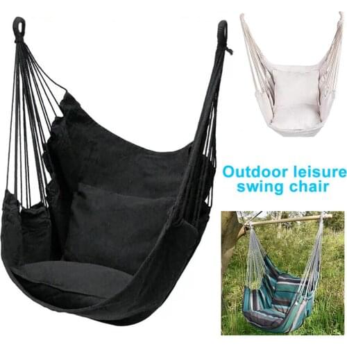 Hanging Rope Hammock Chair Swing Seat With 2 Cushion , Portable Travel Camping Hammock Chair Relax Hanging Swing Chair