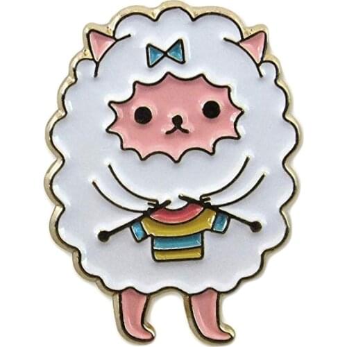 Cute sheep knitting pin rainbow sweater badge bag hat decor gift for girls kids perfect knitters collection