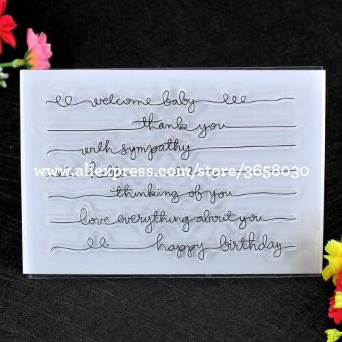 Thank you hello happy birthday Scrapbook DIY photo cards rubber stamp clear stamp transparent stamp 10x15cm 8072362