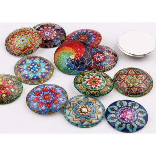 Glass Cabochon 12/16/18/ 20mm Mixed Round Photo Cameo Cabochon Setting Supplies for Jewelry Accessories Handmade Pattern 20pcs