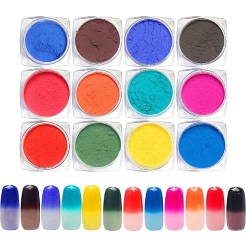 12 colors Thermochromic pigment powder 31°C Hot active powder Color Change Temperature Powder Dust Decoration Gradient Nail Art