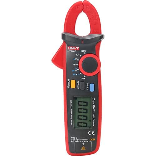 UNI T UT210A Digital Clamp Meter 1999 Count Manual Range AC 200A Ammeter Data hold LCD Backlight auto power off Amp tester