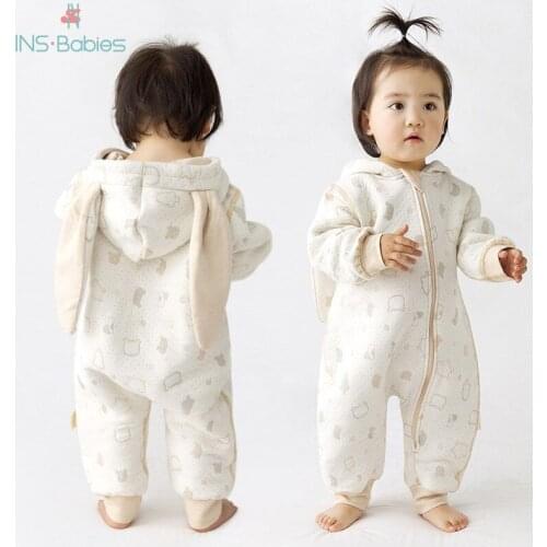 2021 Autumn Cotton Baby Jumpsuit Ins Long Sleeve Rompers Newborn Girls Clothes With Zipper Spring Unisex Toddler Costume 0-24m