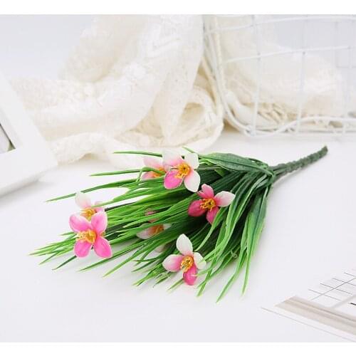 1pc Green Leaf Plastic Flower Plant Wedding Wall Luck Grass Fake Plant for Home Garden Decor