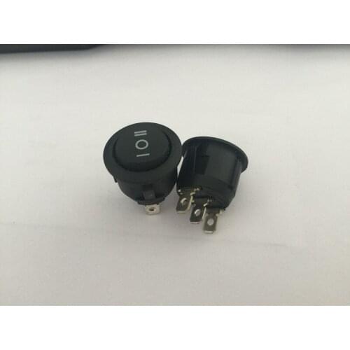 100PCS Mini Round Black 3 Pin 10A/125V 6A/250V SPDT ON-OFF Rocker Switch Snap-in