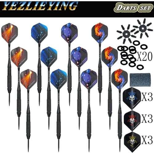 12PCS/Set 23.5g Professional Steel Tip Dartboard Black Glaze Iron Material with Darts Accessories Darts flights Set