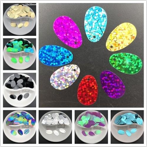 20g 12*20mm Oval/Egg Shape Flat Loose Sequins Paillettes Sewing,Wedding Craft,Women Kids DIY Garment Accessory Wholesale