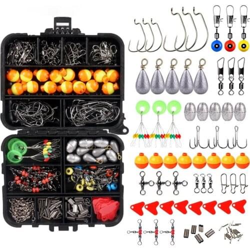 263pcs/box Fishing Tackles Box Accessories Kit Set With Hooks Snap Sinker Weight For Carp Bait Lure Ice Winter Accessoires
