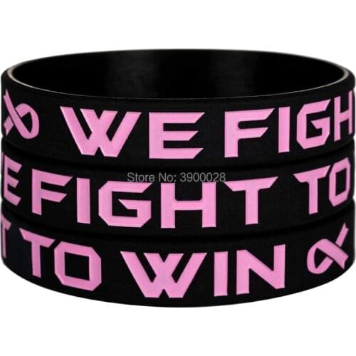 300pcs Pink Awareness Ribbon with We Fight to Win Silicone Wristband Bracelet Free Shipping By DHL