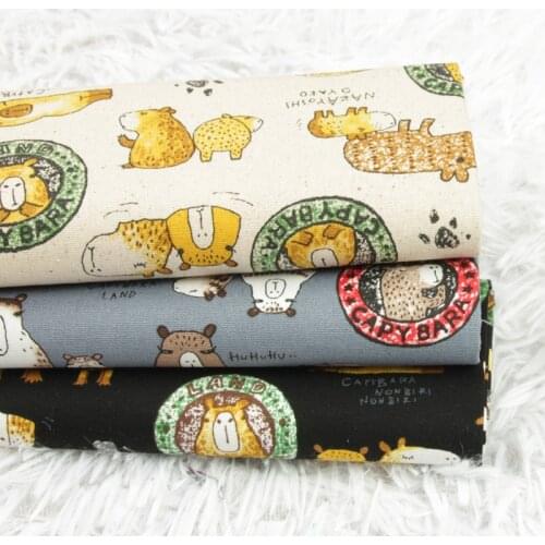 45*110cm Thick Cotton Cartoon Animal Print Fabric Sewing Material Quilting Patchwork Needlework DIY Handmade Cloth Bag