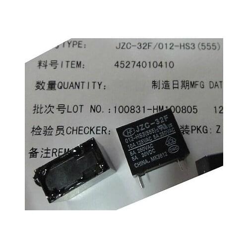 5Pcs Power relay SPST 5A 250VAC/30VDC JZC-32F-012-HS