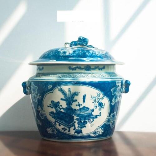 Antique Blue And White Ice Plum porcelain Ginger Jar ceramic decorate jar vase