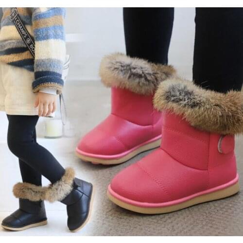 New Fashion Soft bottom keep warm Girls Snow Boots Winter Warm new Boots Children Rabbit Fur Soft Bottom Toddlers Cotton Shoes