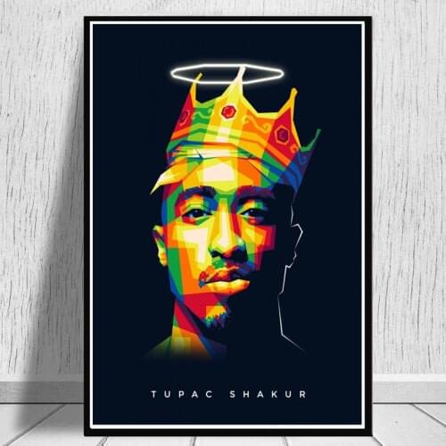Hip Hop Gangsta Rap Singer Figure Art Canvas Painting Tupac Shakur 2PAC Wall Art Poster and Prints Wall Pictures for Home Decor