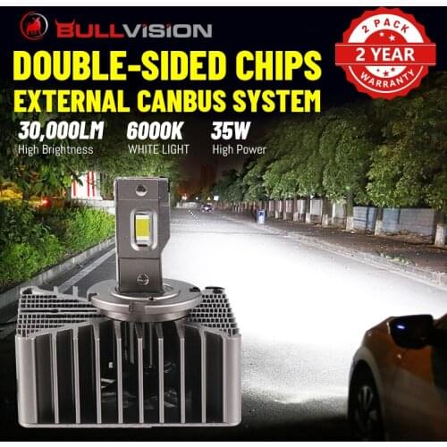 Bullvision HID D1S LED Headlights 30000LM D2S D3S D4S D5S D8S D1R D2R D3R D4R CSP Chips Canbus Decoder 35W Ballasts 6000K White