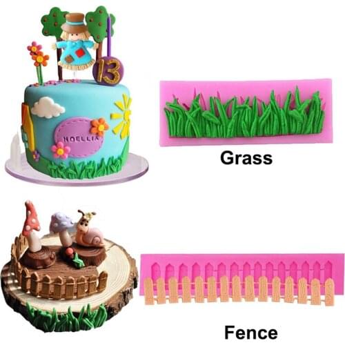 Cake Decorating Tools Grass Garden Fence Silicone Fondant Cutter Molds Farm Clouds Cookie Dies Cake Mold Decoration Supplies
