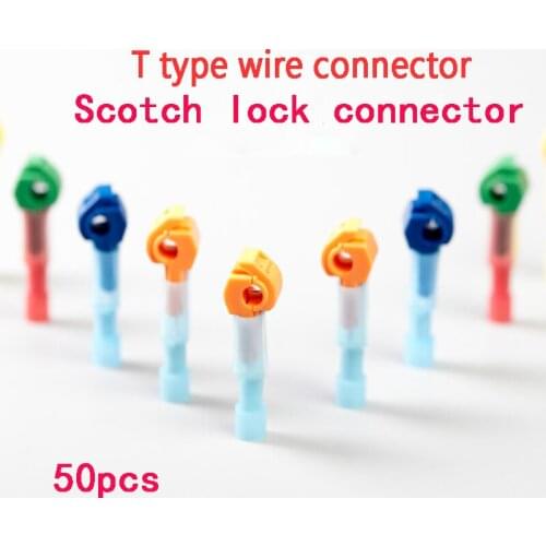 50pcs T series Fast Cable connection terminals Scotch Lock Quick Splice Wire Connector electrical crimp cable accessories